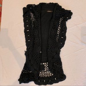 John Fashion Black Crochet Sweater Vest